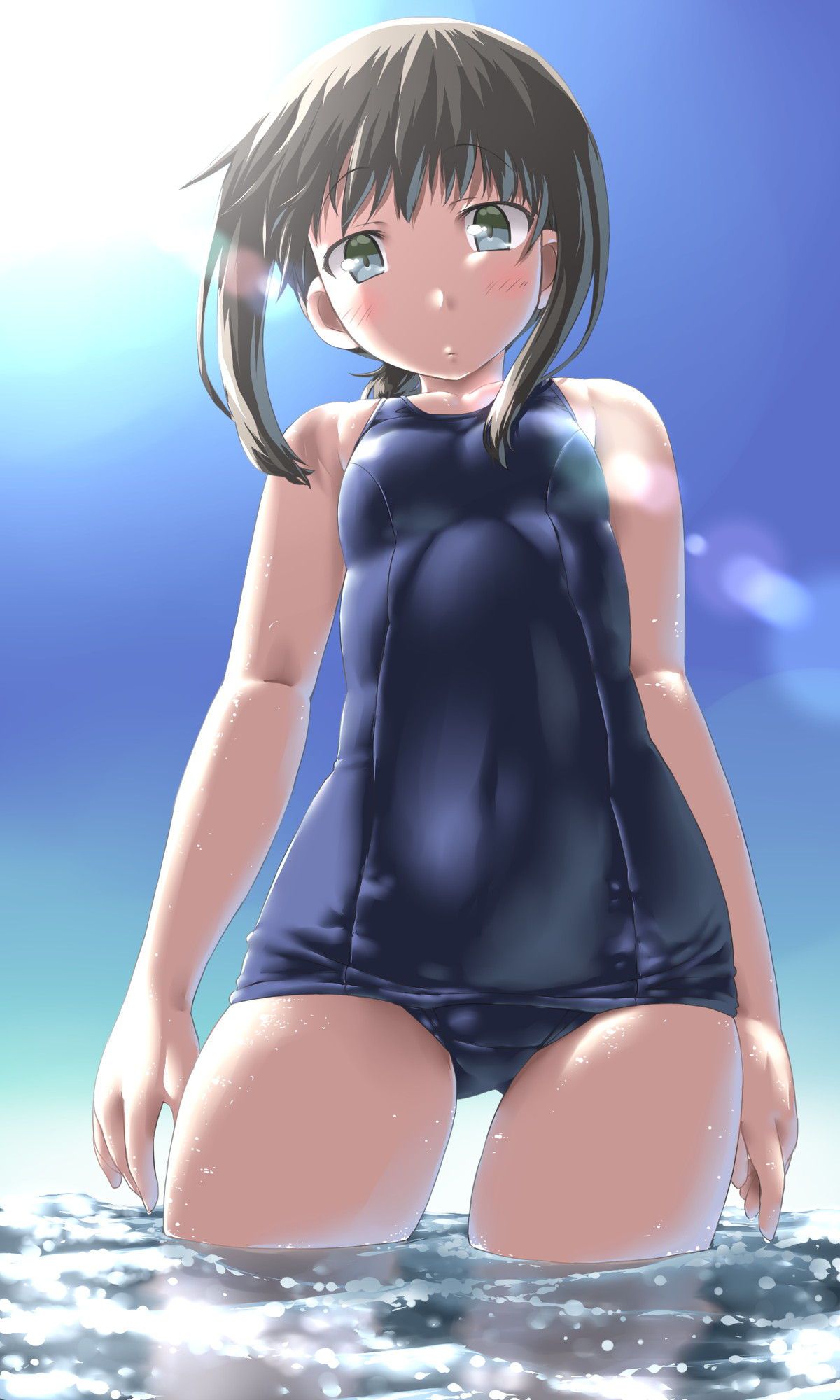 Two-dimensional erotic image of a dark blue water girl who is too naughty and can't wait for summer 5