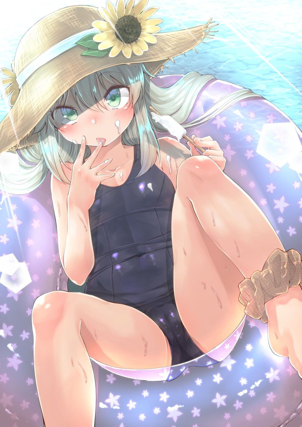 Two-dimensional erotic image of a dark blue water girl who is too naughty and can't wait for summer 9
