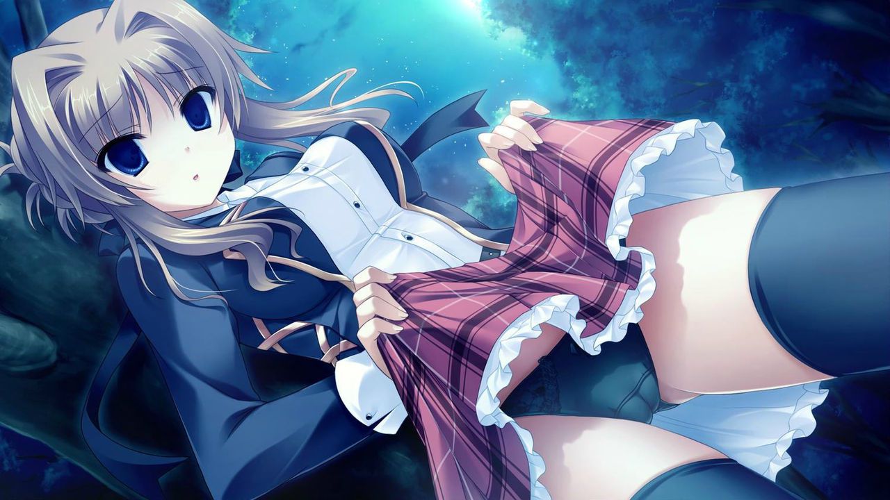 A gentle girl who shows a lewd part by tucking up a skirt 8