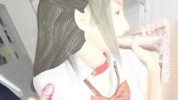 Hot 3D hentai schoolgirl gives titjob 6