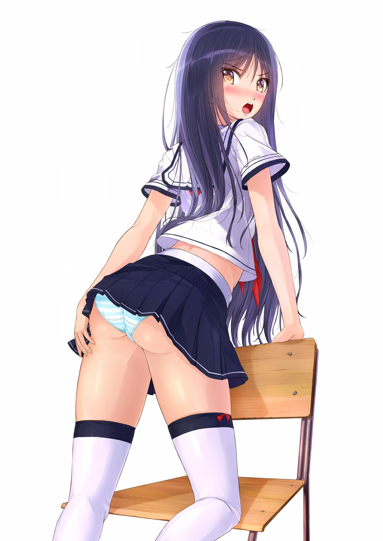 The second erotic image of erotic girl who has a sailor suit and pants and has more eh expression 17