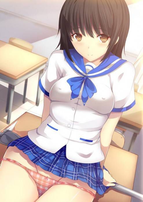 The second erotic image of erotic girl who has a sailor suit and pants and has more eh expression 32