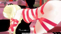 CUSTOM MAID 3D - Red Ribbon Stripper Gagging on Brown Cock 13