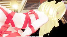 CUSTOM MAID 3D - Red Ribbon Stripper Gagging on Brown Cock 9