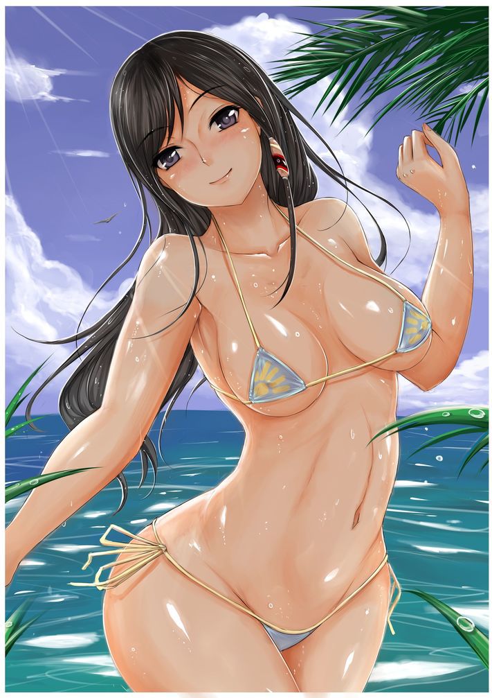 Do you have a lewd big breasts is wearing a micro bikini secondary erotic image 12