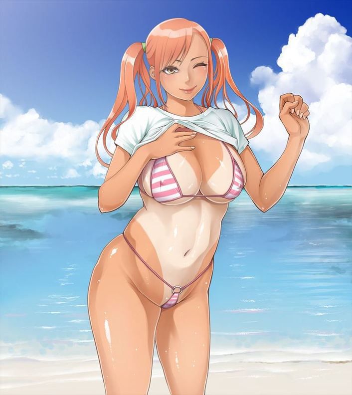 Do you have a lewd big breasts is wearing a micro bikini secondary erotic image 4