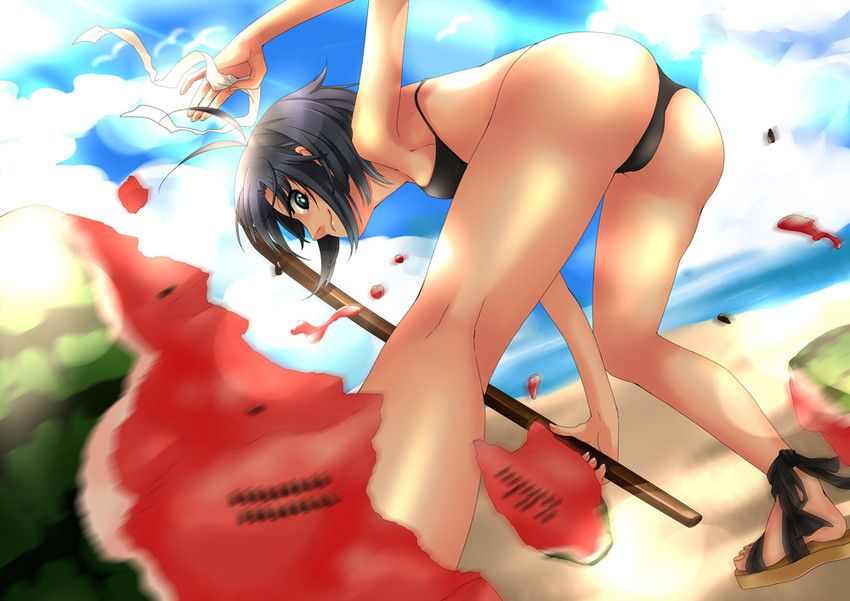 [Promise in the sea] secondary image of the swimsuit girls enjoy the watermelon cracking 1