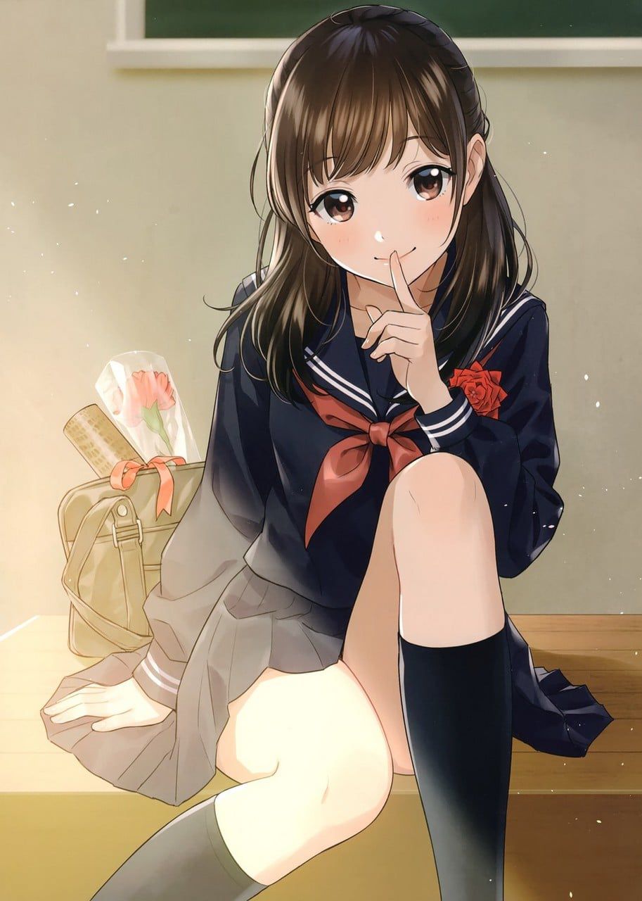 Here is ♪ only a healthy fluffy school uniform girl two-dimensional image feature 45