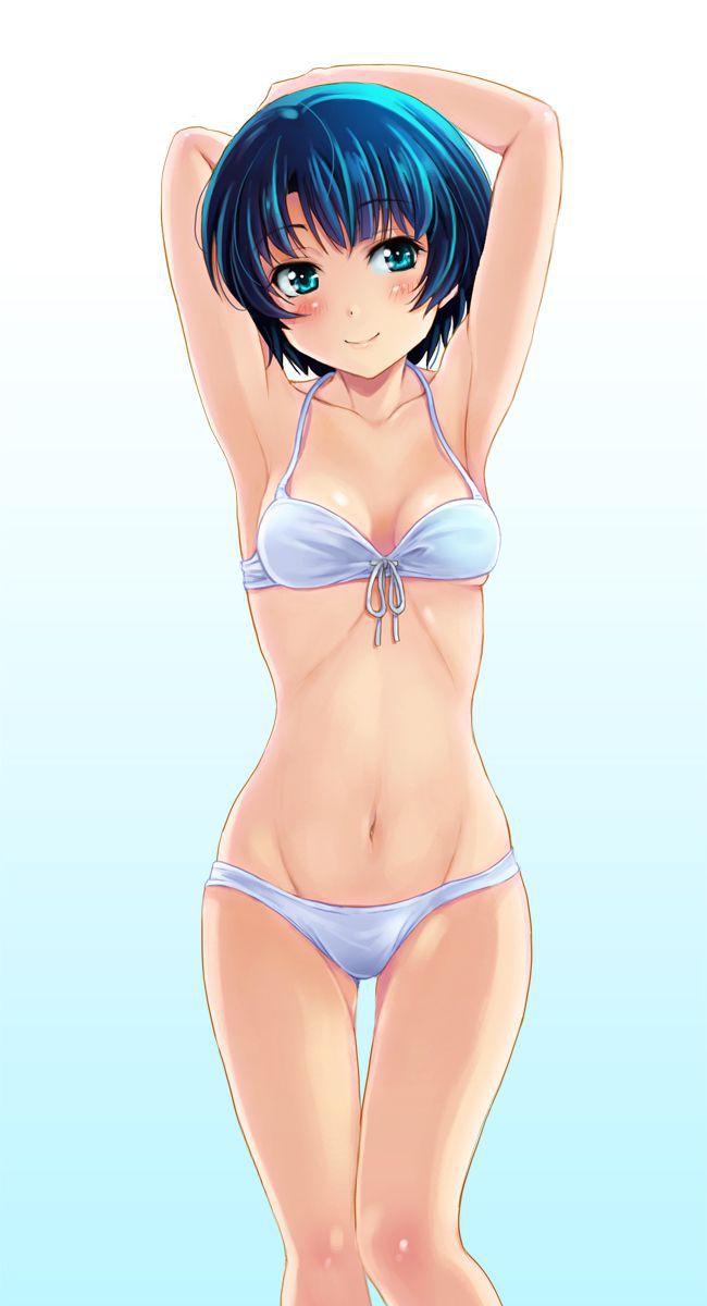 Cute girl in a swimsuit collected 11