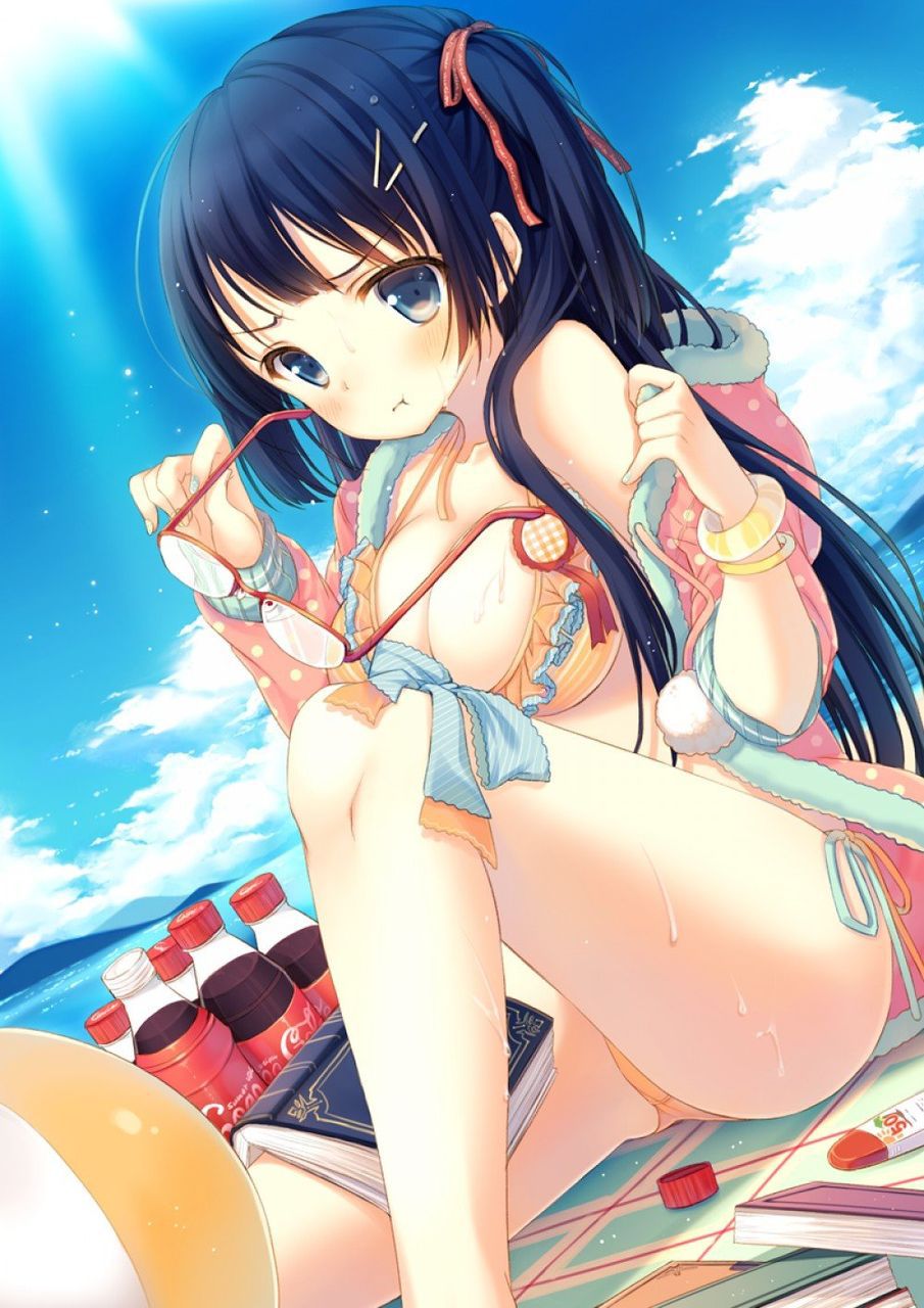 Cute girl in a swimsuit collected 6