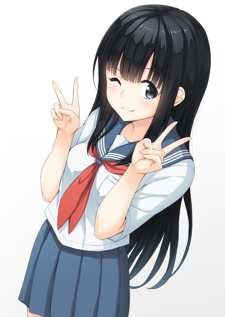 [2nd] Second image of a cute girl is a peace sign [peace sign, non-erotic] 12