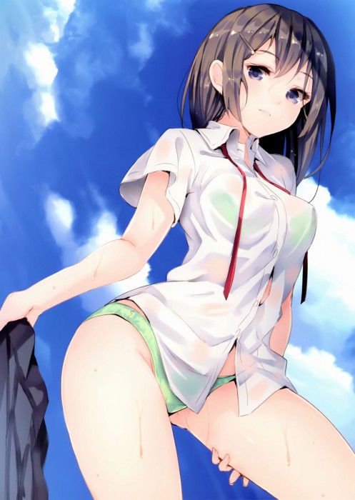 【Secondary erotica】 Here is an erotic image of a girl who is wet and her underwear can be seen through the top of her clothes 8