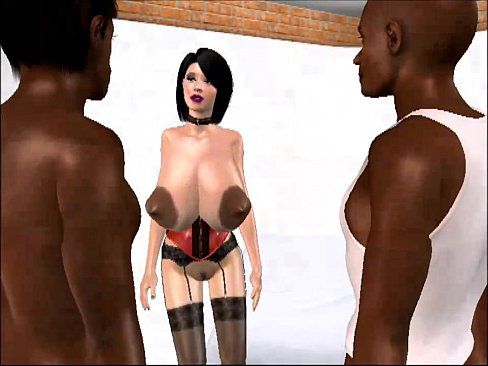 3D Big Tits Slut Gets Fucked by Two Black Cocks at the Same Time - 3 min 13