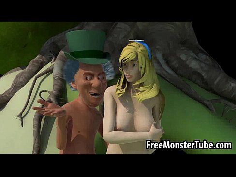 3D Alice in Wonderland sucking on the Mad Hatter's cock - 3 min 5
