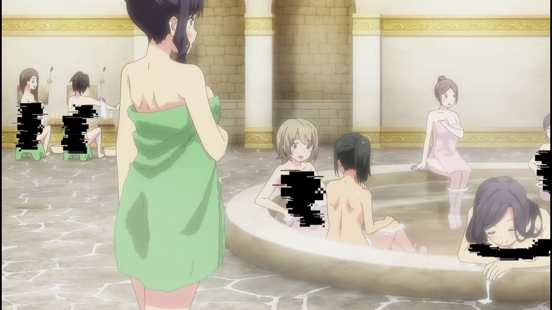 In the anime "Doomsday Harlem" episode 1, there is a scene where a girl and a girl are on the verge of being naked in a world of only men and nakedness 23