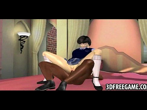 Hot 3d schoolgirl with glasses rides a big black dick - 2 min 8