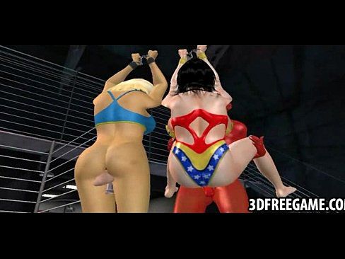 Two 3D superhero babes are getting fucked by a redman - 2 min 10
