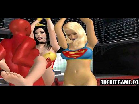Two 3D superhero babes are getting fucked by a redman - 2 min 2