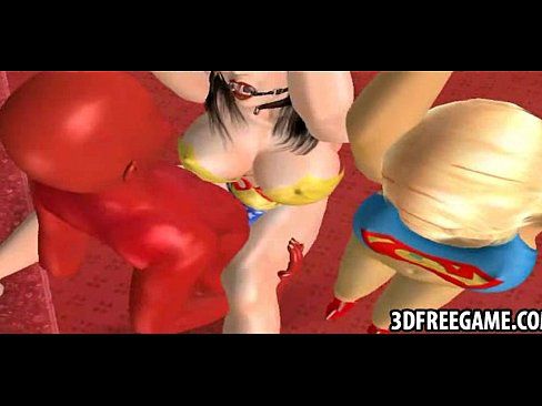 Two 3D superhero babes are getting fucked by a redman - 2 min 30
