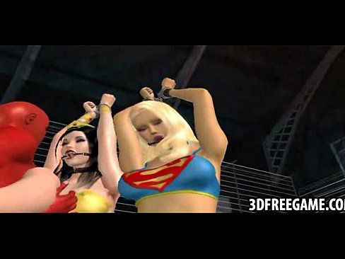Two 3D superhero babes are getting fucked by a redman - 2 min 8