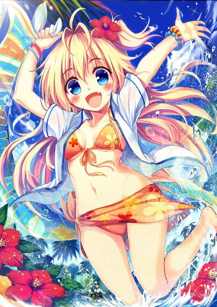 I want to expose the important part by shifting the swimsuit lewd image of a swimsuit with a small cloth area 1