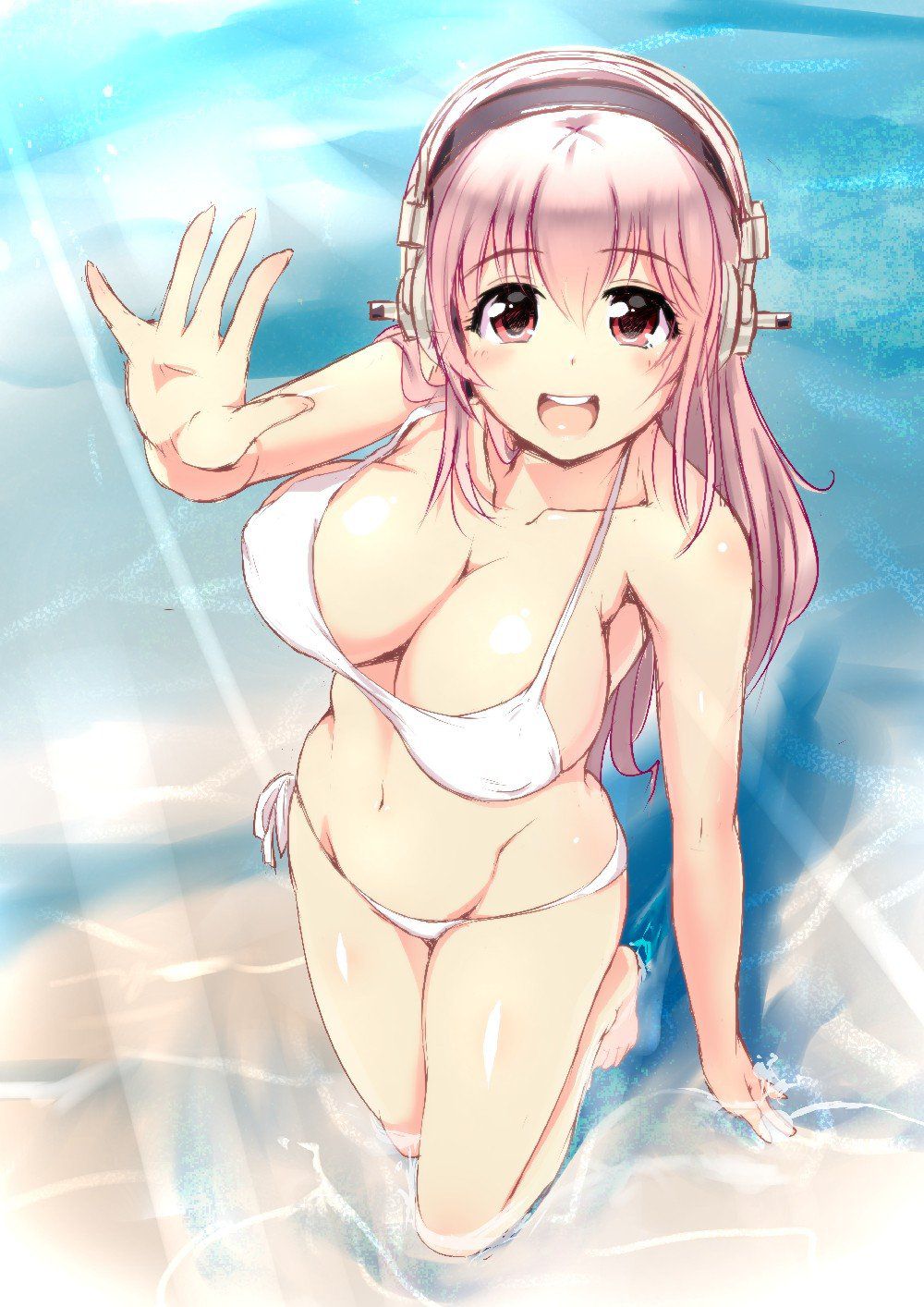 I want to expose the important part by shifting the swimsuit lewd image of a swimsuit with a small cloth area 6