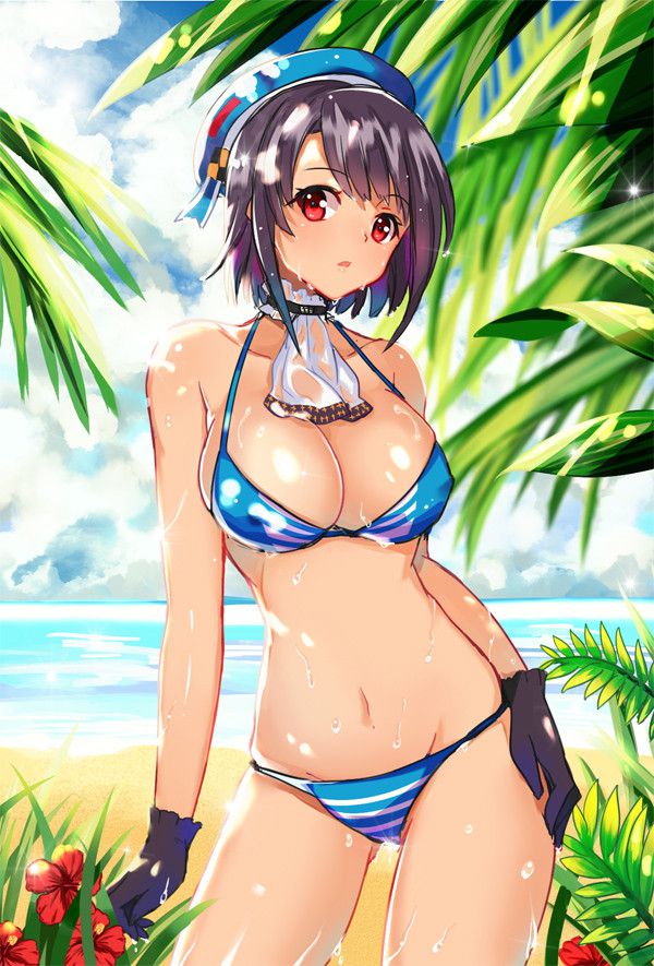 I want to expose the important part by shifting the swimsuit lewd image of a swimsuit with a small cloth area 7