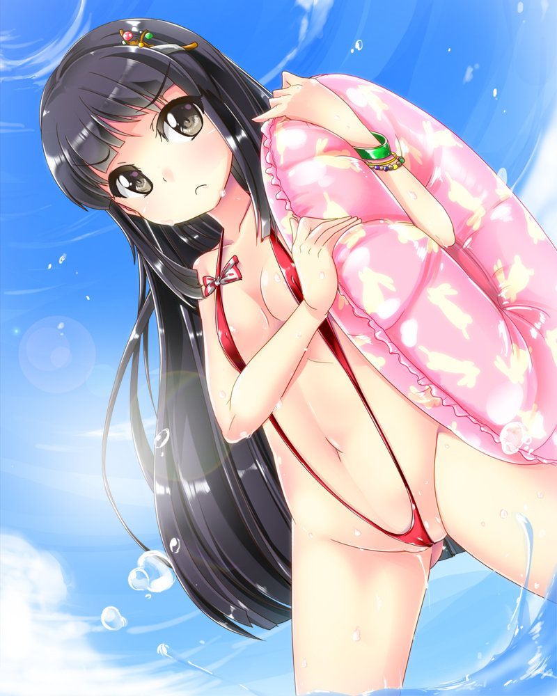 I want to expose the important part by shifting the swimsuit lewd image of a swimsuit with a small cloth area 9