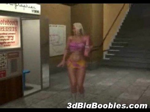 3D Blonde with Huge Boobs! - 3 min 17