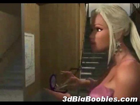 3D Blonde with Huge Boobs! - 3 min 20