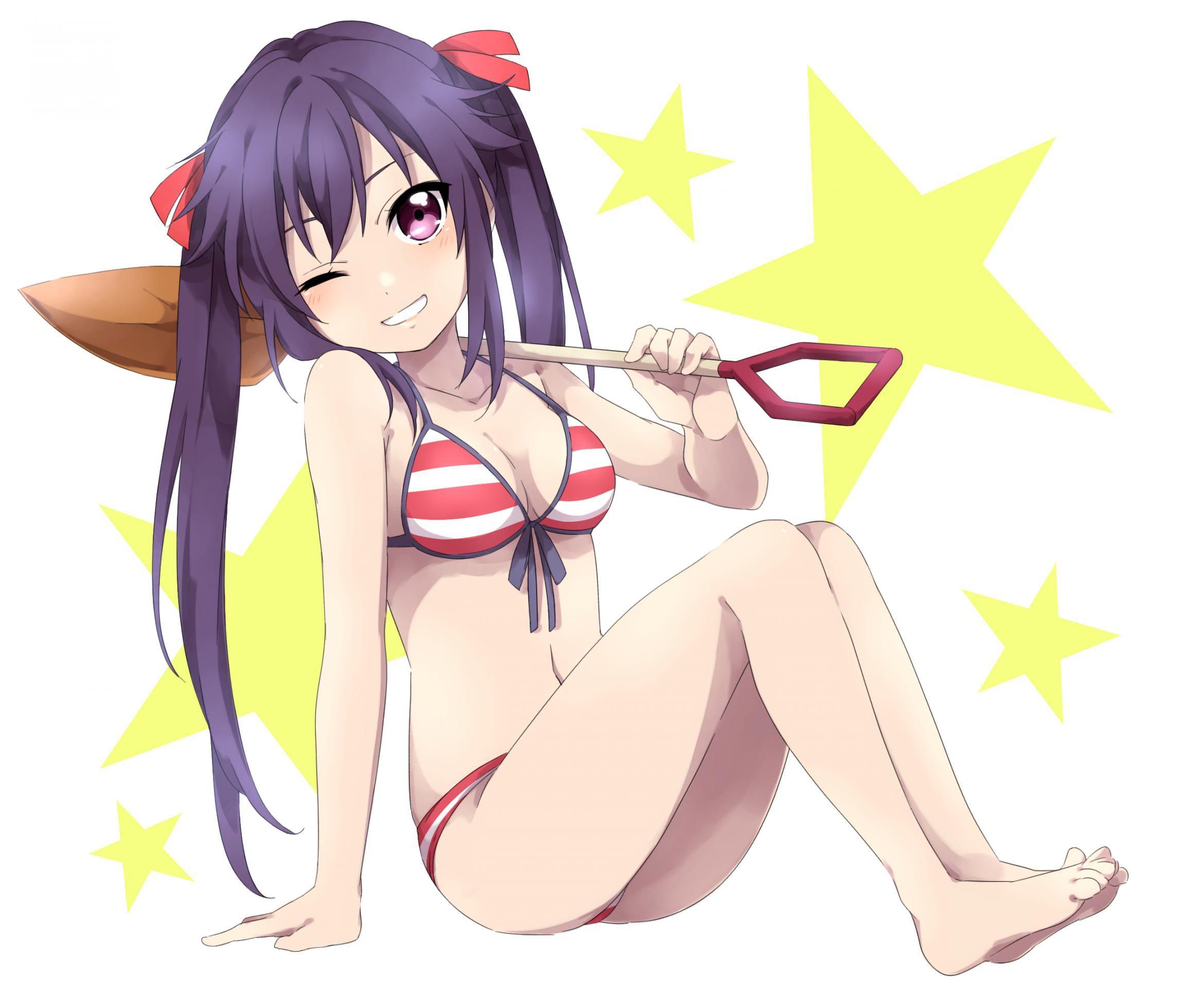 I want to expose the important part by shifting the swimsuit lewd image of a swimsuit with a small cloth area 14