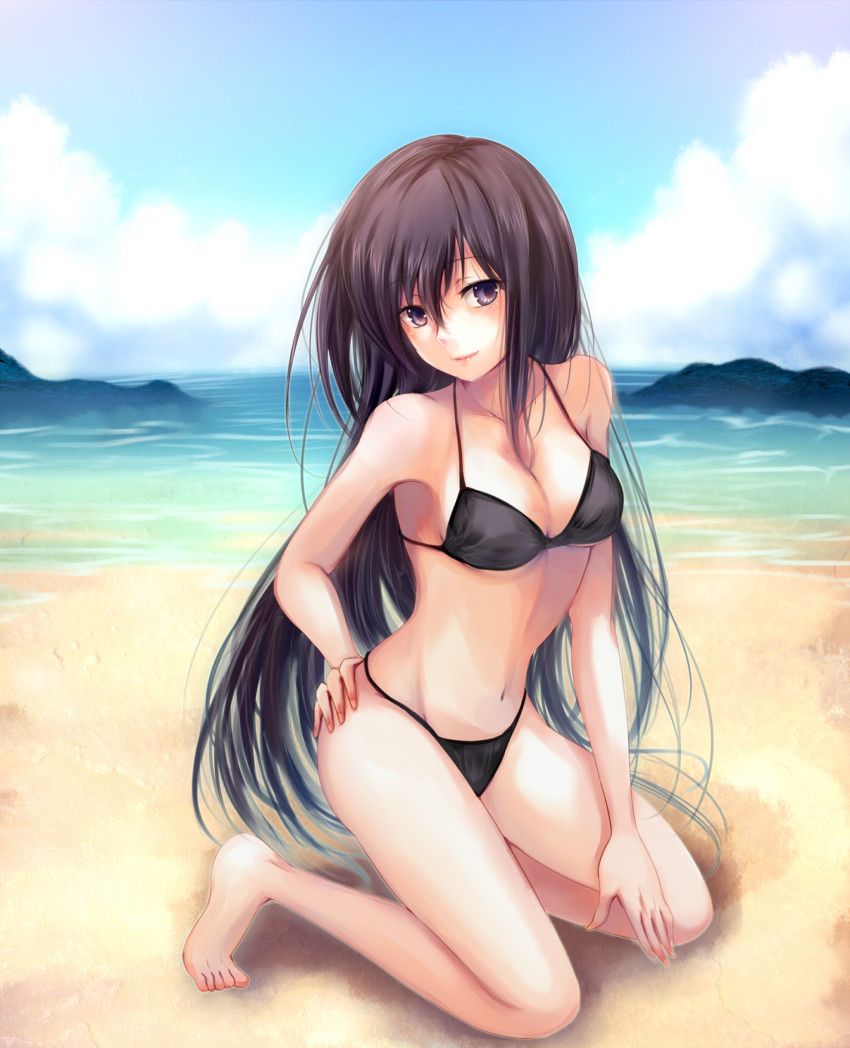 I want to expose the important part by shifting the swimsuit lewd image of a swimsuit with a small cloth area 4