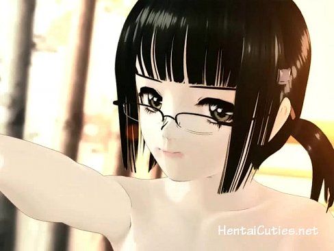 Anime lesbians sharing a double dildo - 5 min 5