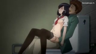 The first climax erotic anime that is groped to a man in a quiet black pantyhose jk to become a reading 9