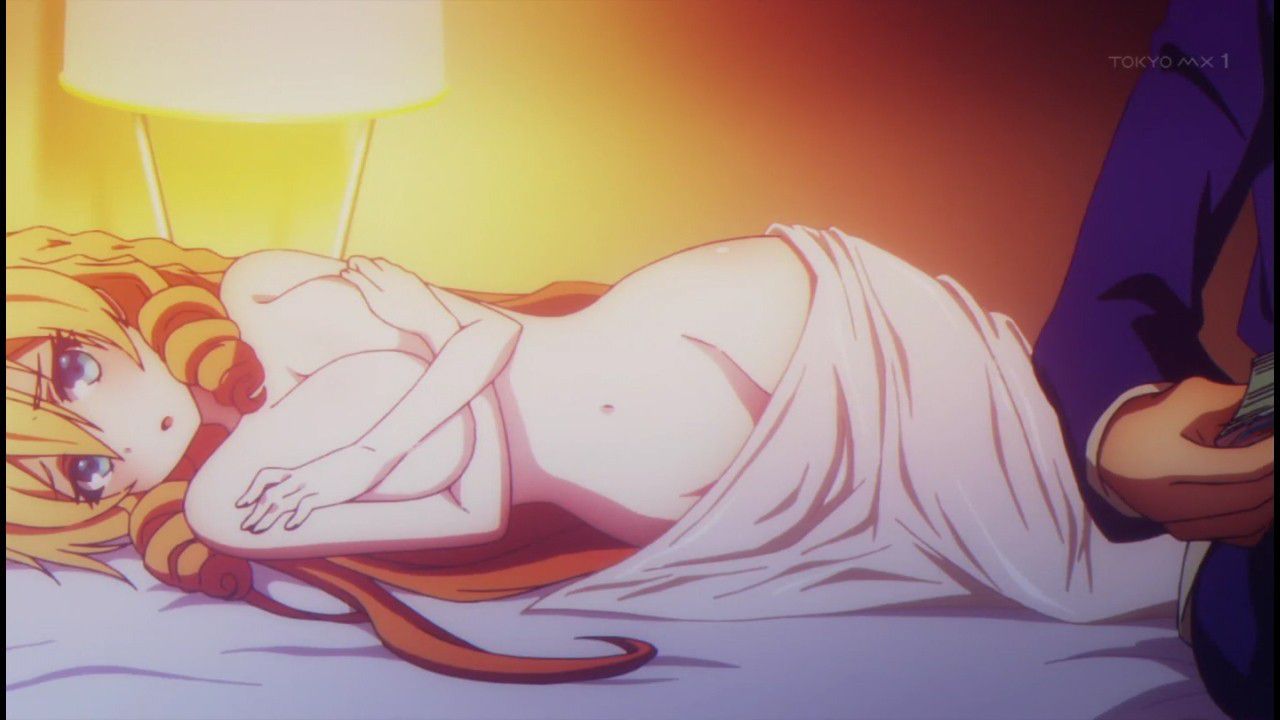 The eroticism scene including the breast that the girl is erotic in animated cartoon "armament girl Machiavellism" three episodes and the naked figure 9