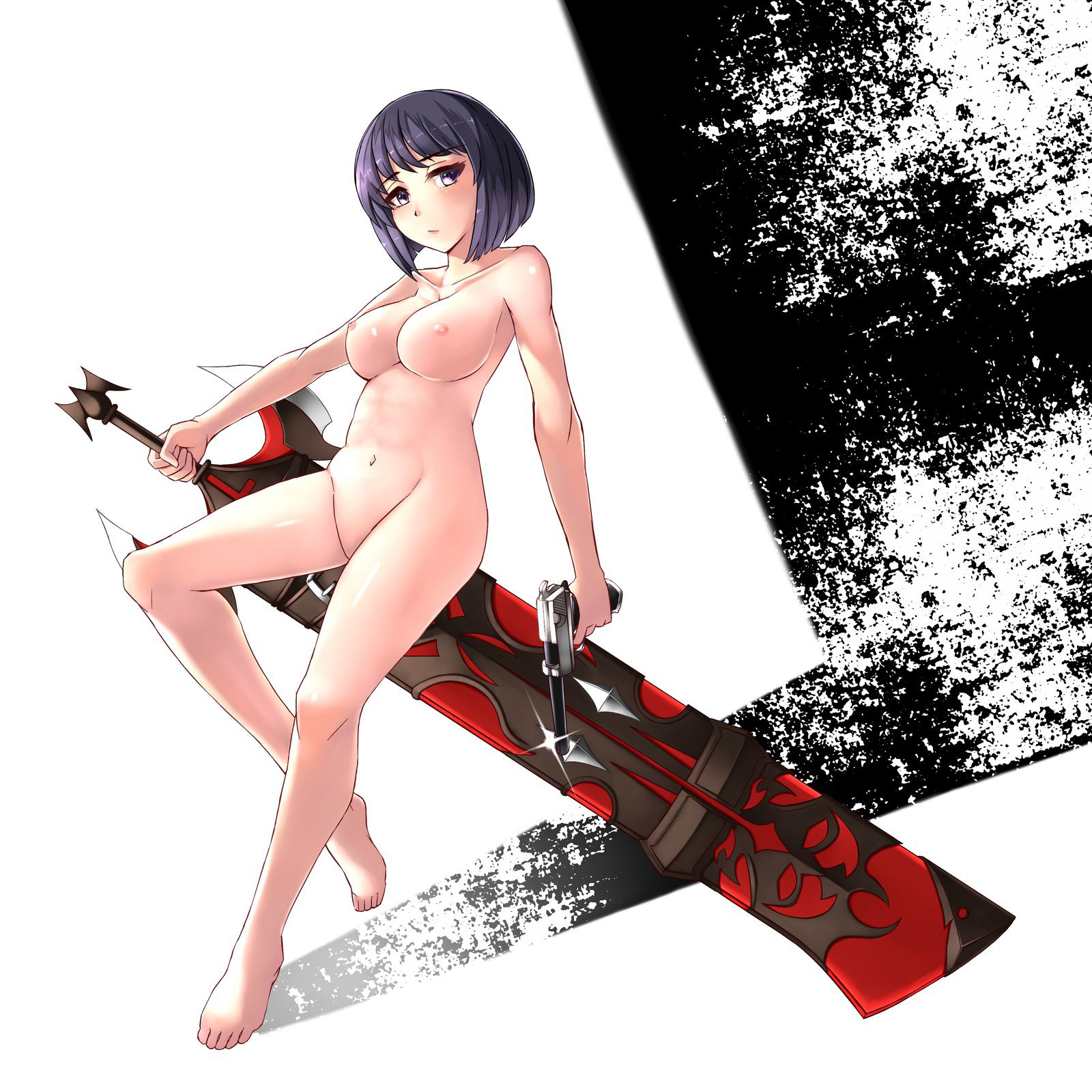 A girl holding a weapon naked or dressed in an erotic outfit! part11 22