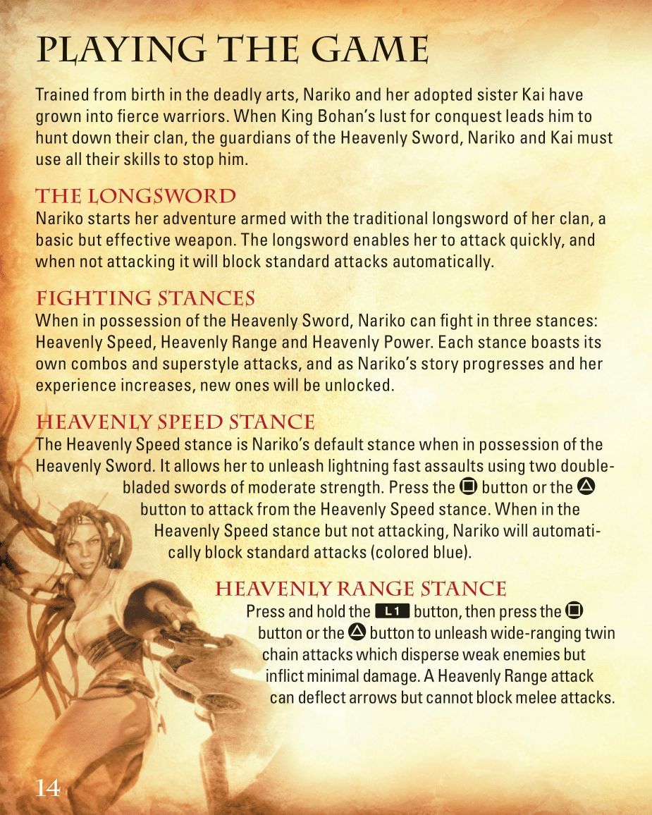 Heavenly Sword (PlayStation 3) Game Manual 13
