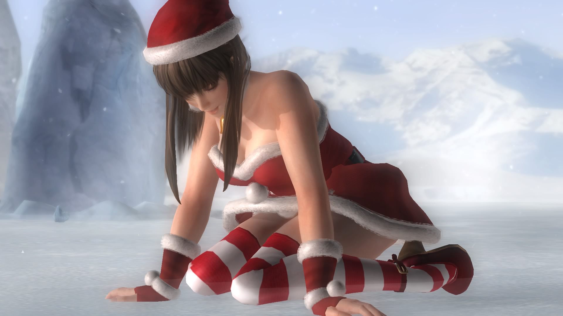 Girls defeat scenes in DOA5LR Santa costume 12