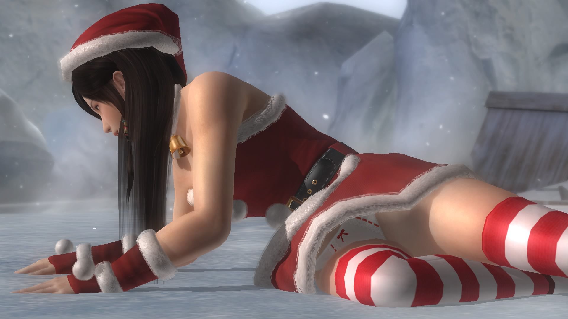 Girls defeat scenes in DOA5LR Santa costume 14