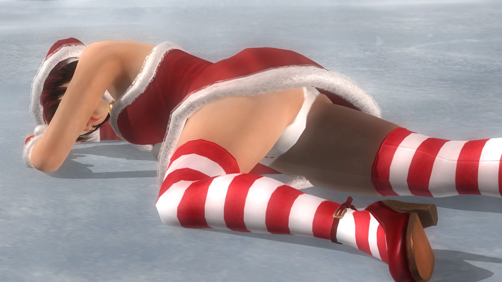 Girls defeat scenes in DOA5LR Santa costume 16