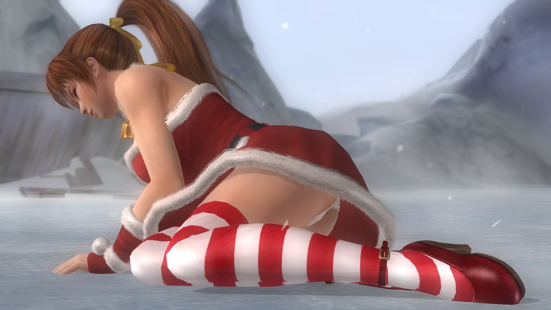 Girls defeat scenes in DOA5LR Santa costume 2