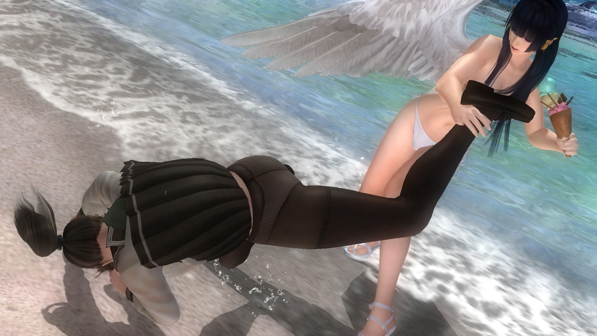 DOA5LR Hitomi (uniform) the demon 1 eye at ryona 13