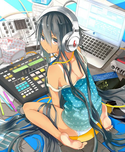 50 images of the girl wearing the headphones 51