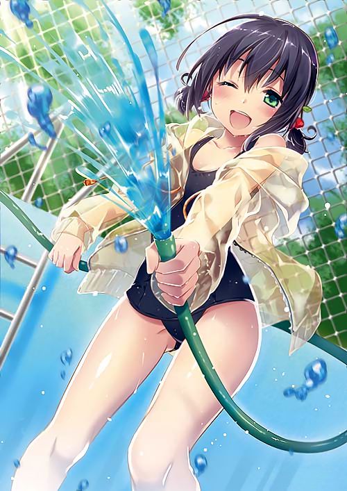 I wanna go swimming together in Rainbow swimsuit girls pictures mff. 2