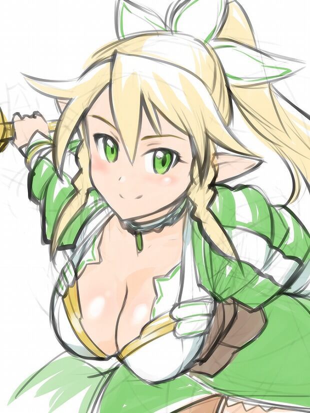 The sword art online cleavage UIA to leafa want sandwiched MoE images 6