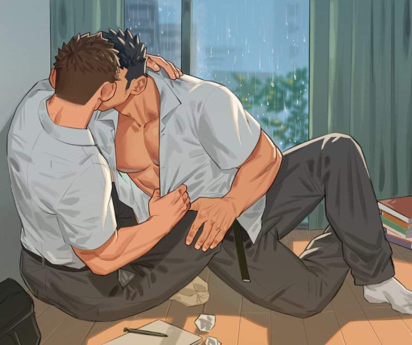 【Autumn of Gay Arts】A full-fledged secondary BL painting of gachimuchi men enjoying rich homosex... 6