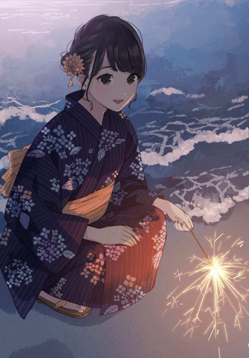 【Summer Tradition】Secondary image of girls enjoying hand-held fireworks 20