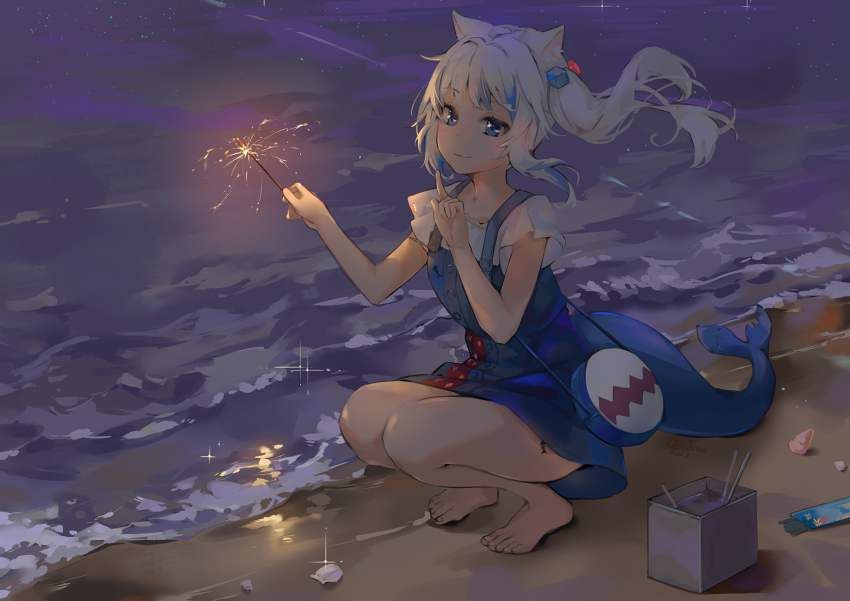 【Summer Tradition】Secondary image of girls enjoying hand-held fireworks 23
