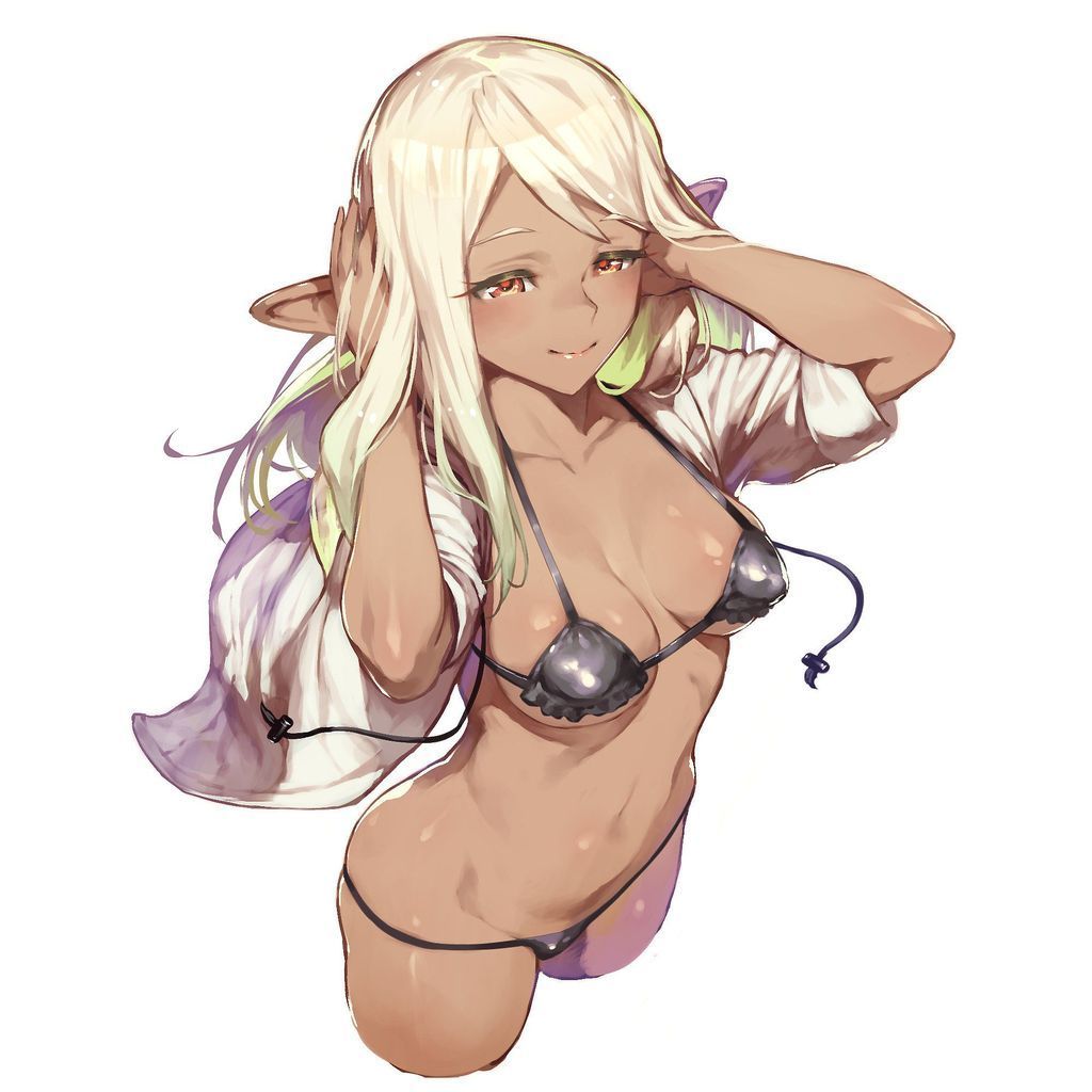 A two-dimensional erotic image of an elf girl with pointy ears that makes you 12