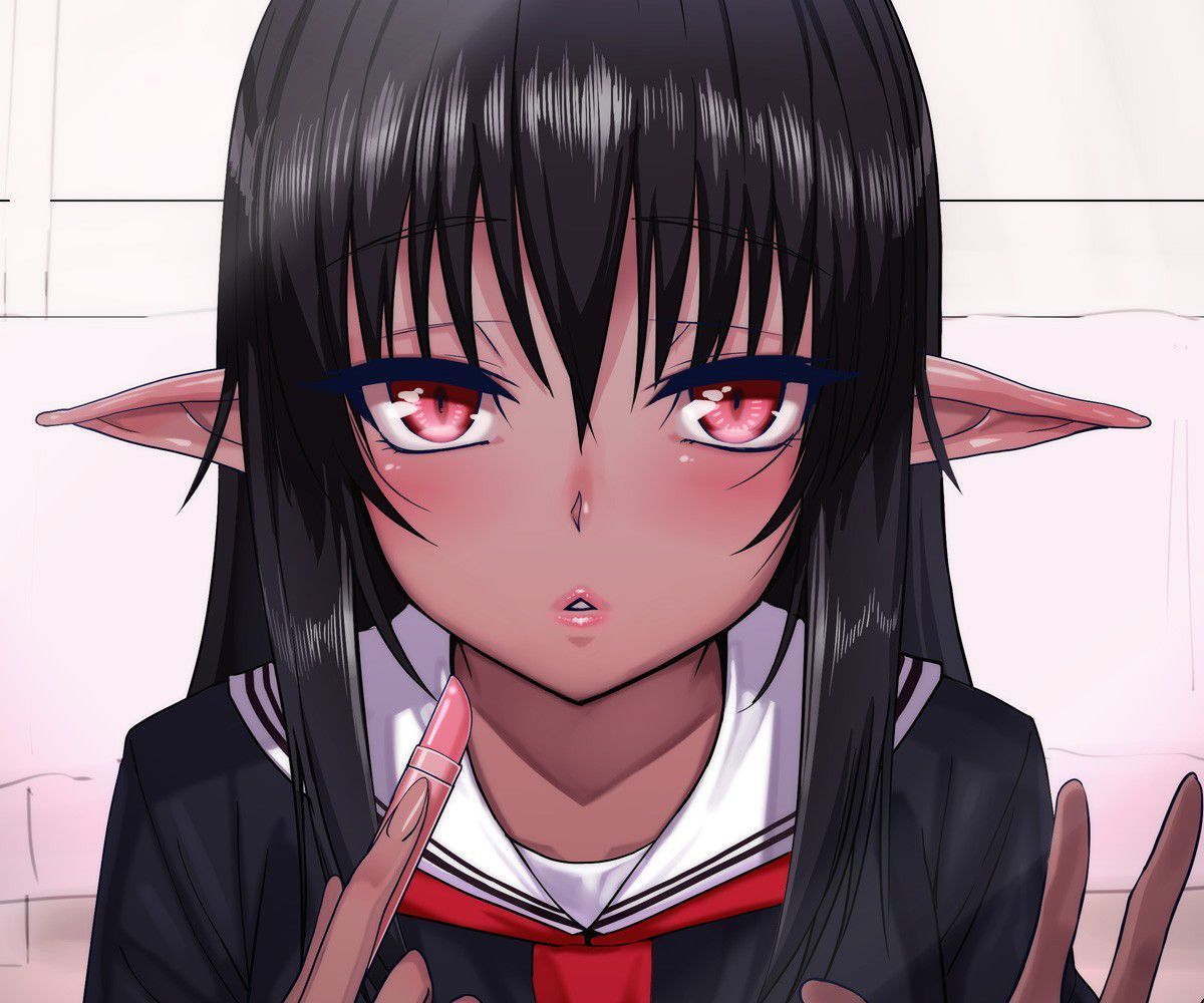 A two-dimensional erotic image of an elf girl with pointy ears that makes you 14